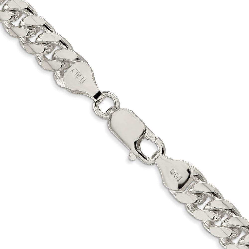 Sterling Silver 7mm Domed w/ Side D/C Curb ChainQRC200