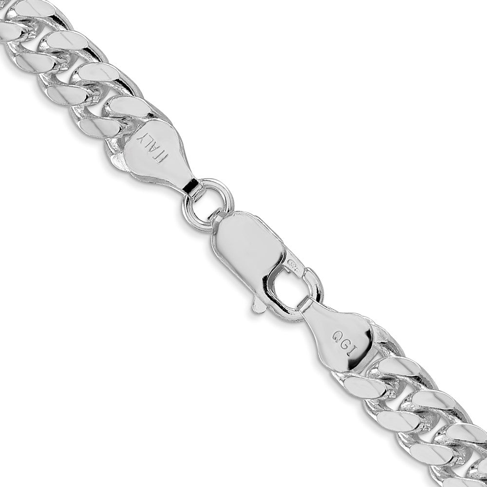 Sterling Silver Rhodium-plated 7mm Domed w/ Side D/C Curb ChainQRC200R