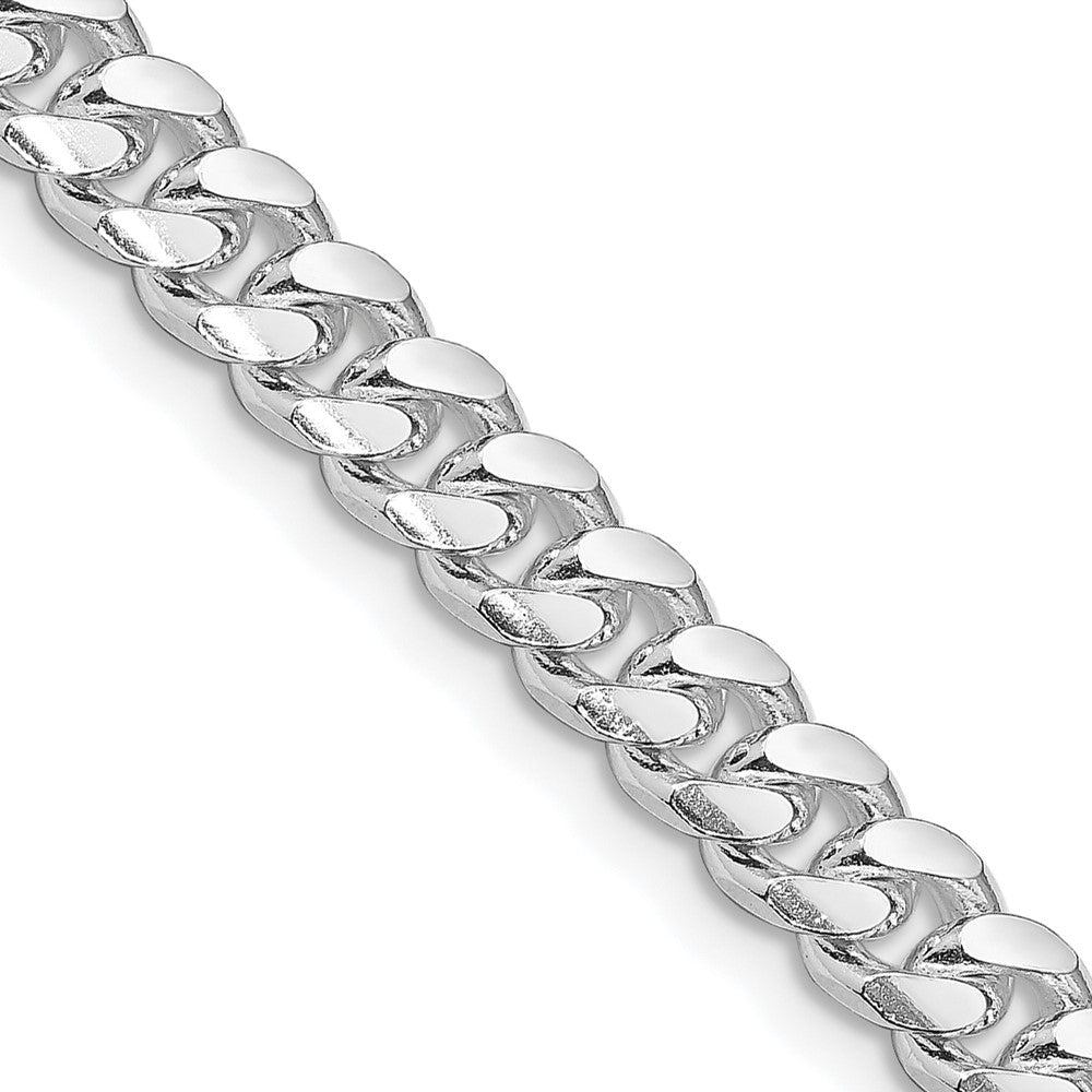 Sterling Silver Rhodium-plated 7mm Domed w/ Side D/C Curb ChainQRC200R