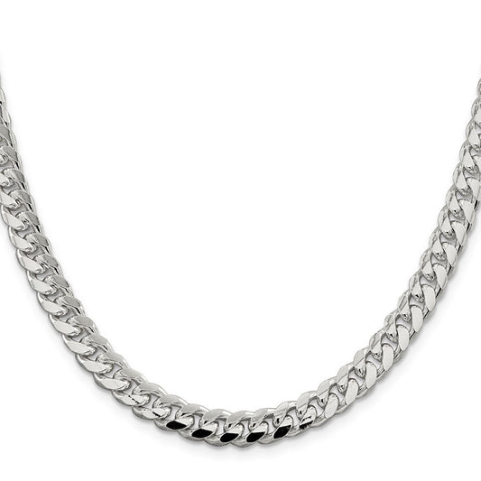 Sterling Silver 7.35mm Domed w/ Side D/C Curb ChainQRC220