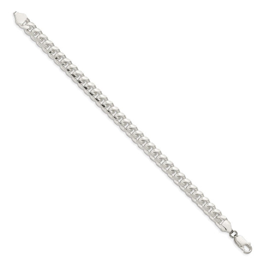 Sterling Silver 7.35mm Domed w/ Side D/C Curb Chain QRC220-8