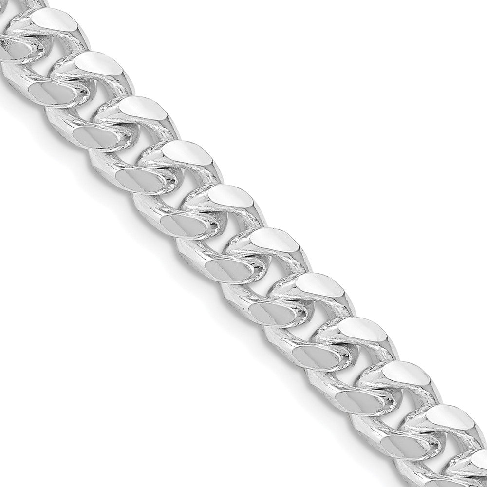 Sterling Silver Rhodium-plated 7.35mm Domed w/ Side D/C Curb ChainQRC220R