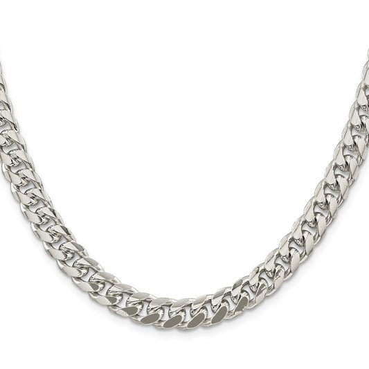 Sterling Silver 8.5mm Domed w/ Side D/C Curb ChainQRC240