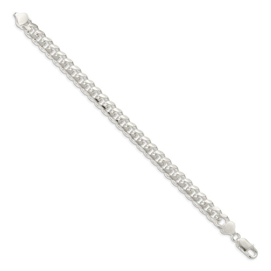 Sterling Silver 8.5mm Domed w/ Side D/C Curb Chain QRC240-8