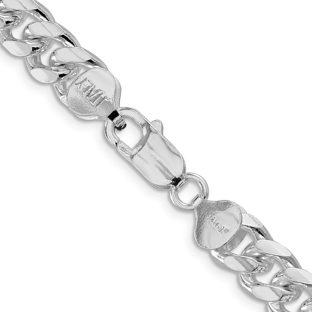 Sterling Silver Rhodium-plated 8.5mm Domed w/ Side D/C Curb ChainQRC240R