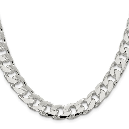 Sterling Silver 11mm Domed w/ Side D/C Curb ChainQRC350