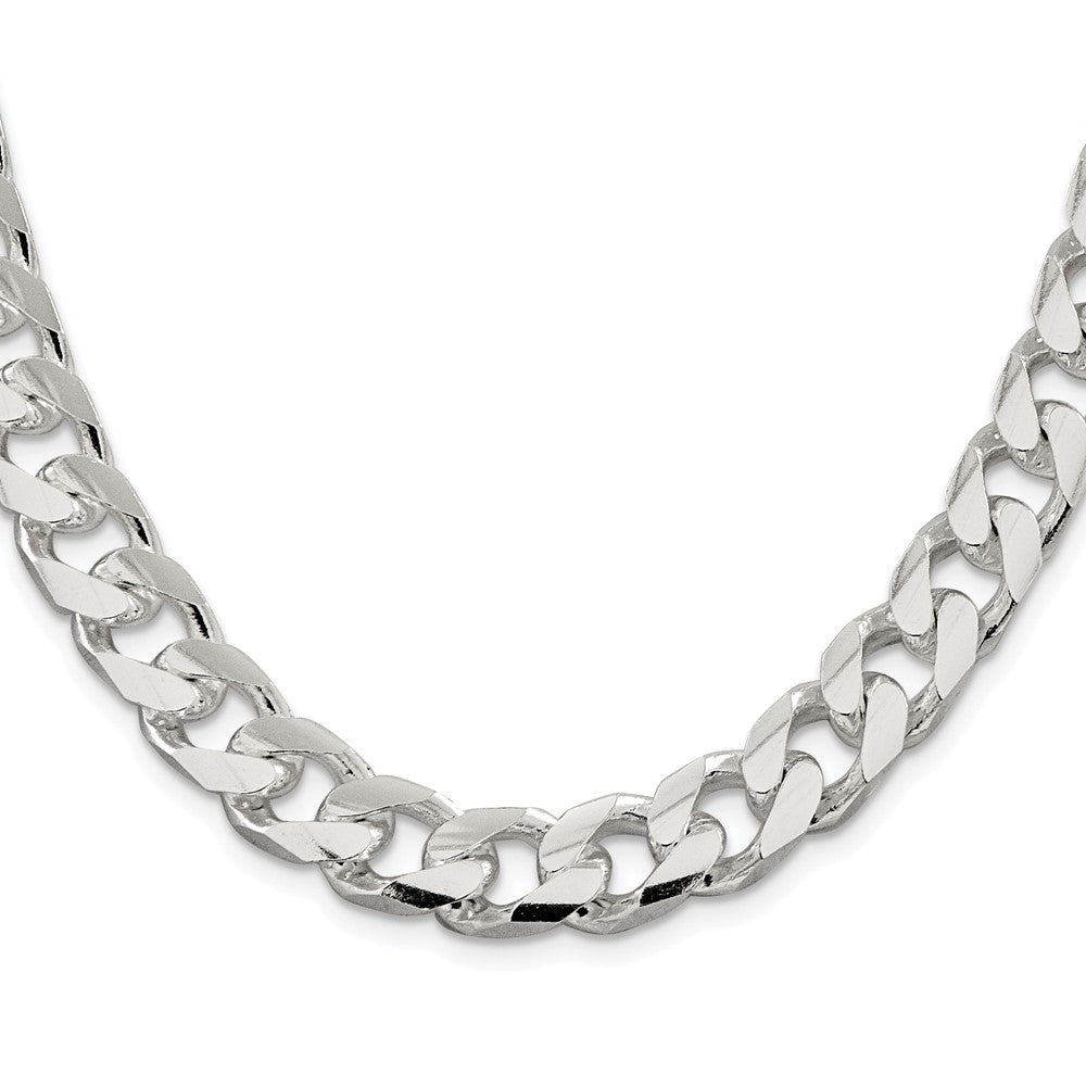 Sterling Silver Rhodium-plated 11mm Domed w/ Side D/C Curb ChainQRC350R