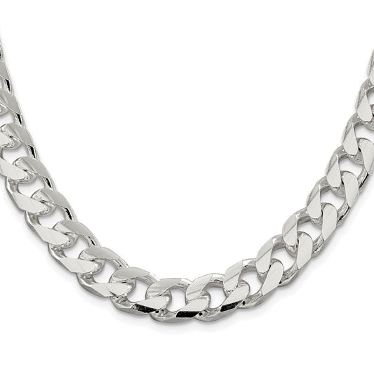 Sterling Silver Rhodium-plated 11mm Domed w/ Side D/C Curb ChainQRC350R