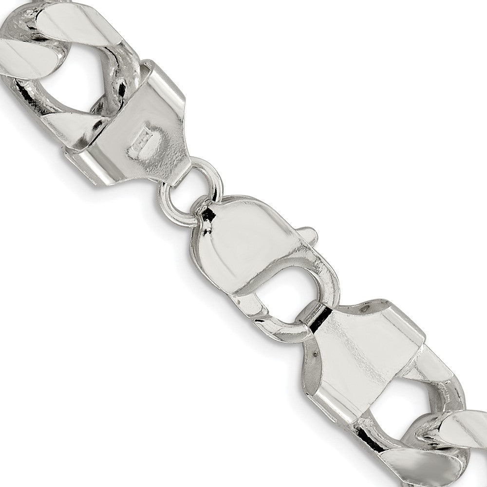 Sterling Silver Rhodium-plated 11mm Domed w/ Side D/C Curb ChainQRC350R