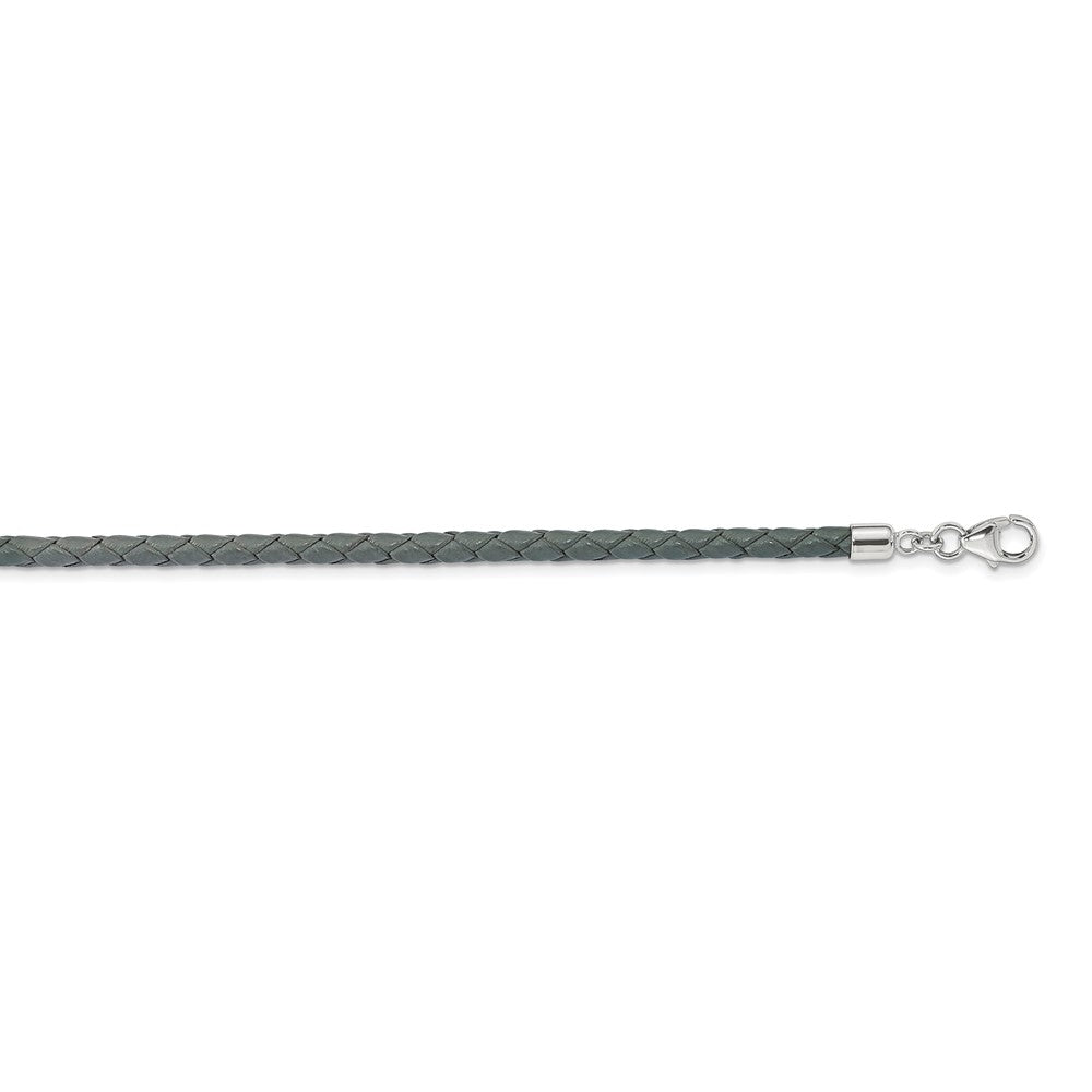 Sterling Silver Reflections Gray Leather Rhodium-plated 14 inch with a 2 inch extention Choker/Wrap Bracelet QRS4049GRAY-14