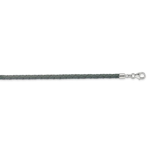Sterling Silver Reflections Gray Leather Rhodium-plated 14 inch with a 2 inch extention Choker/Wrap Bracelet QRS4049GRAY-14