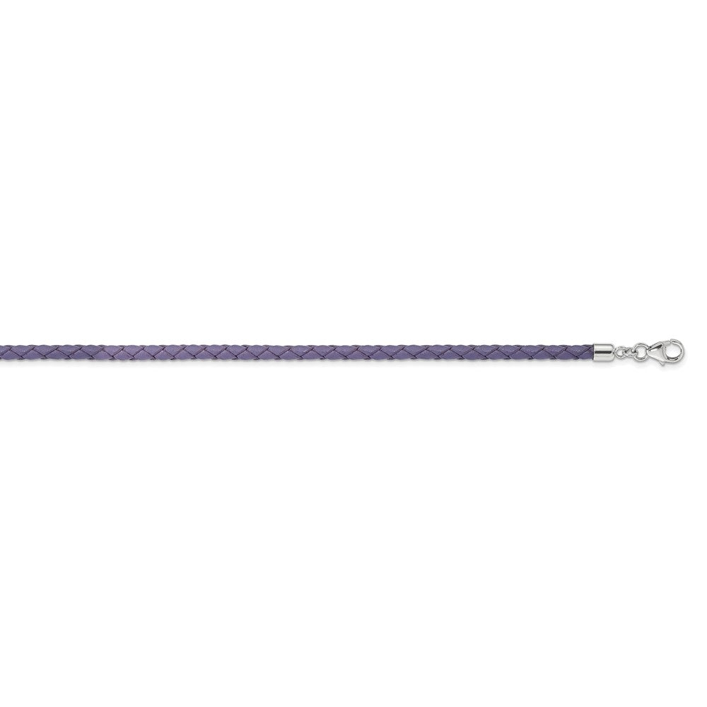 SS Reflections Purple Leather Rh-plated 14in w/2in ext Choker/Wrap Bracelet QRS4049PURP-14