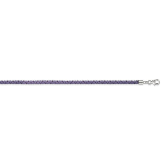 SS Reflections Purple Leather Rh-plated 14in w/2in ext Choker/Wrap Bracelet QRS4049PURP-14