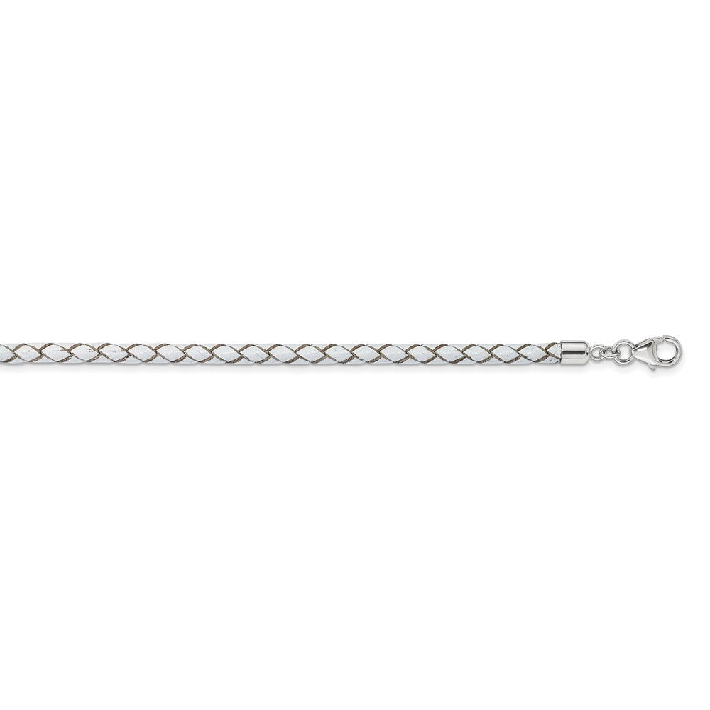 Sterling Silver Reflections White Leather Rhodium-plated 14 inch with a 2 inch extention Choker/Wrap Bracelet QRS4049WHT-14