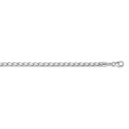 Sterling Silver Reflections White Leather Rhodium-plated 14 inch with a 2 inch extention Choker/Wrap Bracelet QRS4049WHT-14