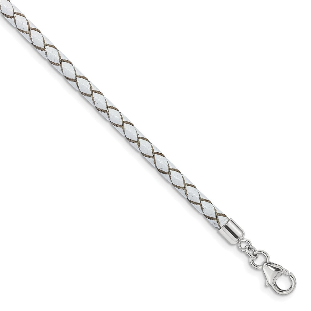 Sterling Silver Reflections White Leather Rhodium-plated 14 inch with a 2 inch extention Choker/Wrap Bracelet QRS4049WHT-14