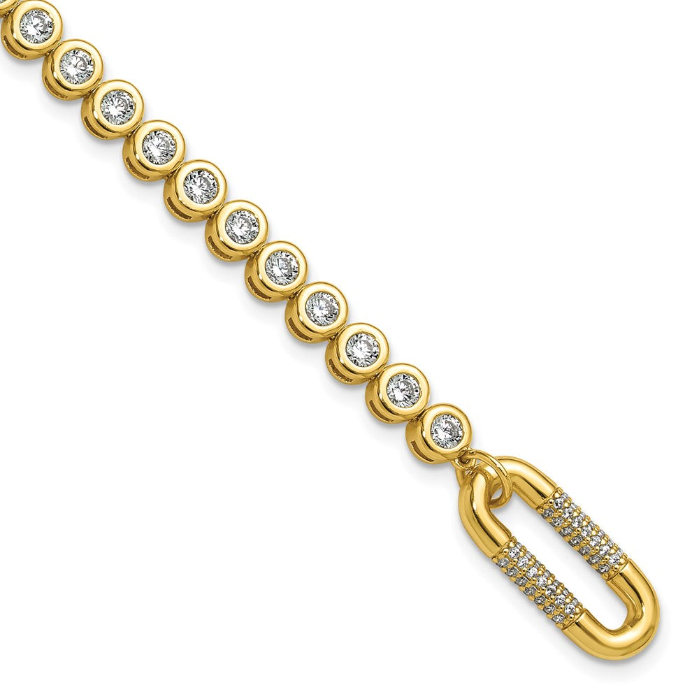 Sterling Shimmer Sterling Silver Gold-tone Flash Gold-plated CZ 113 Stone 7 inch Bracelet QSH156-7