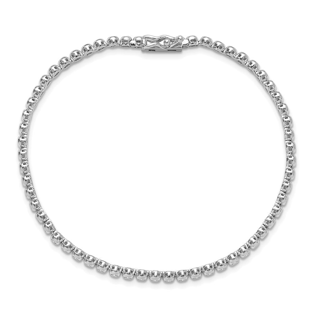 Sterling Shimmer Sterling Silver Rhodium-plated Bezel Set 1.7mm CZ 61 Stone 8 inch Bracelet QSH172-8