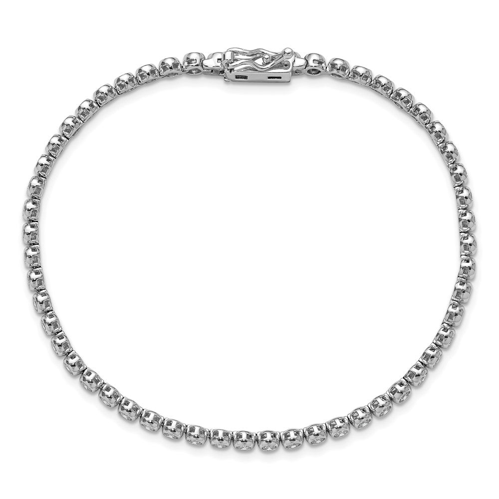 Sterling Shimmer Sterling Silver Rhodium-plated Bezel Set 2.3mm CZ 55 Stone 8 inch Bracelet QSH174-8
