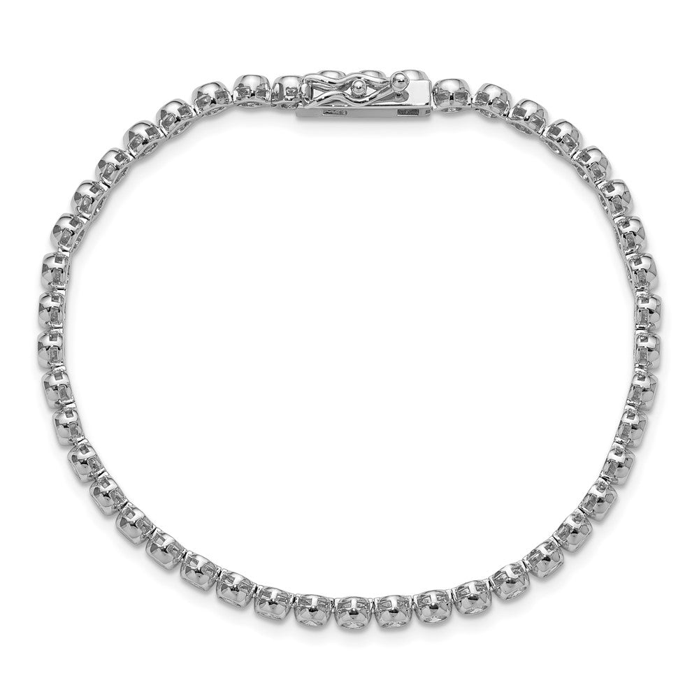 Sterling Shimmer Sterling Silver Rhodium-plated Bezel Set 2.5mm CZ 45 Stone 7 inch Bracelet QSH176-7