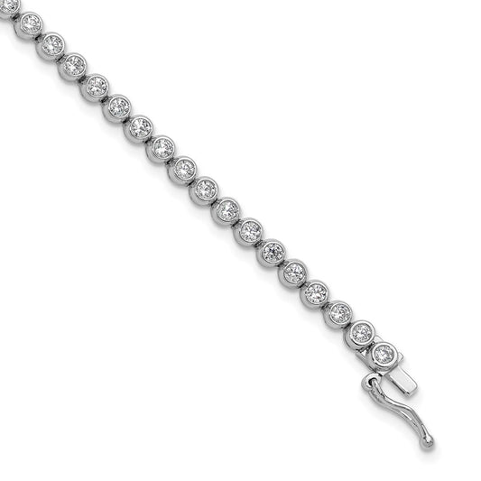 Sterling Shimmer Sterling Silver Rhodium-plated Bezel Set 2.5mm CZ 55 Stone 8 inch Bracelet QSH176-8