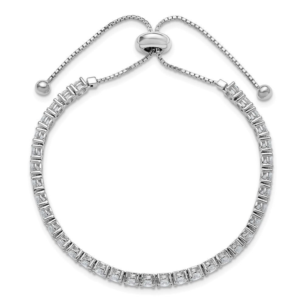 Sterling Shimmer Sterling Silver Rhodium-plated 3.5mm CZ 35 Stone Adjustable Bracelet QSH182