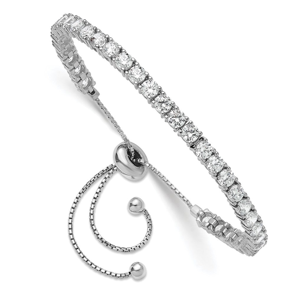 Sterling Shimmer Sterling Silver Rhodium-plated 3.5mm CZ 35 Stone Adjustable Bracelet QSH182