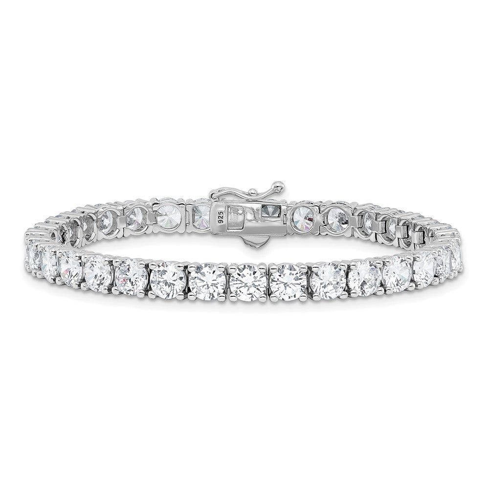 Sterling Shimmer Sterling Silver Rhodium-plated 5mm CZ 34 Stone 7 inch Bracelet QSH183-7