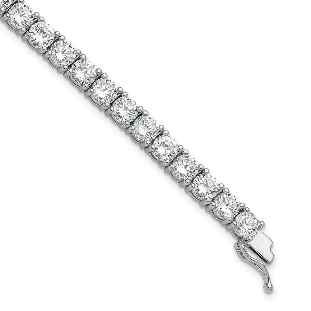 Sterling Shimmer Sterling Silver Rhodium-plated 5mm CZ 34 Stone 7 inch Bracelet QSH183-7