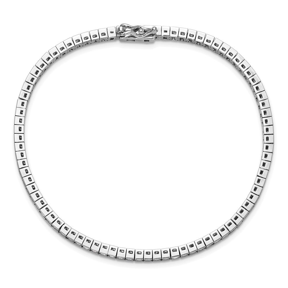 Sterling Shimmer Sterling Silver Rhodium-plated Square 3mm x 3mm CZ 86 Stone 8 inch Bracelet QSH184-8