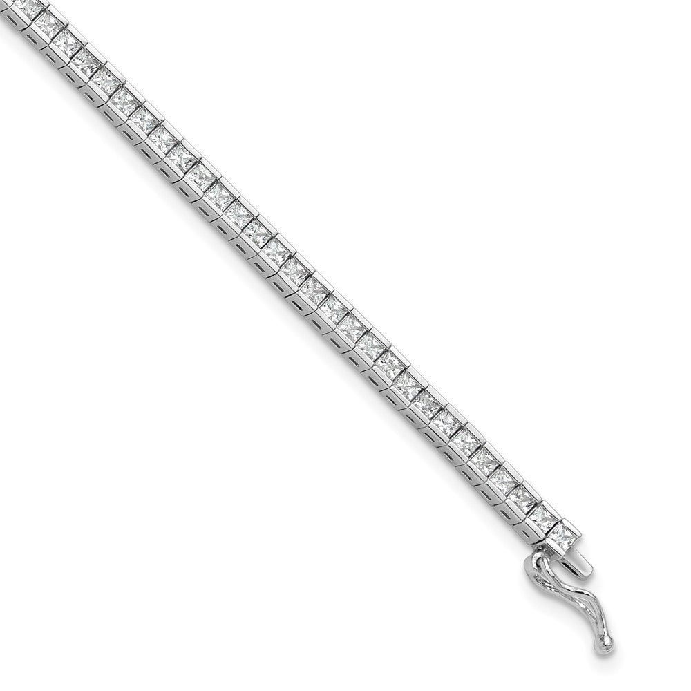 Sterling Shimmer Sterling Silver Rhodium-plated Square 3mm x 3mm CZ 86 Stone 8 inch Bracelet QSH184-8