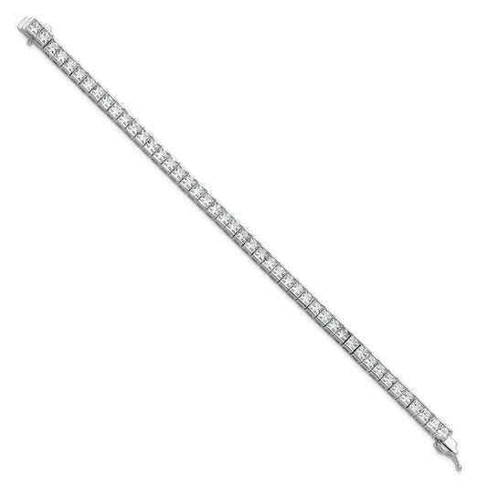 Sterling Shimmer Sterling Silver Rhodium-plated Square 3.5mm x 3.5mm CZ 46 Stone 7 inch Bracelet QSH186-7