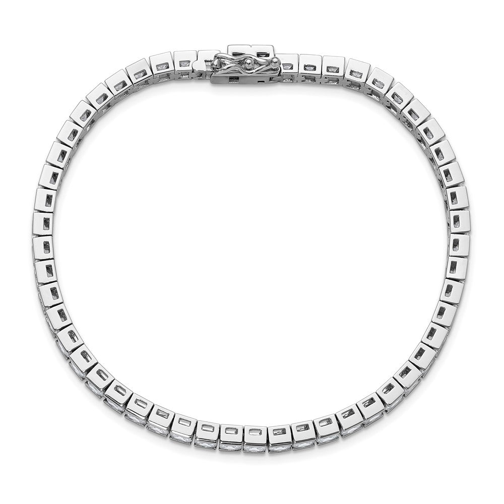 Sterling Shimmer Sterling Silver Rhodium-plated Square 3.5mm x 3.5mm CZ 54 Stone 8 inch Bracelet QSH186-8