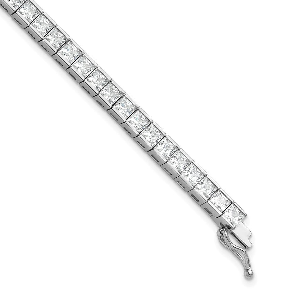 Sterling Shimmer Sterling Silver Rhodium-plated Square 3.5mm x 3.5mm CZ 54 Stone 8 inch Bracelet QSH186-8