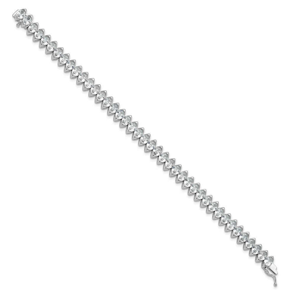 Sterling Shimmer Sterling Silver Rhodium-plated 5mm x 4mm CZ 41 Stone 7 inch Bracelet QSH187-7