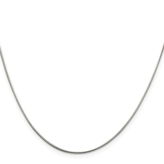 Sterling Silver Rhodium-plated .8mm Round Snake Chain w/2in ext. QSN020RH