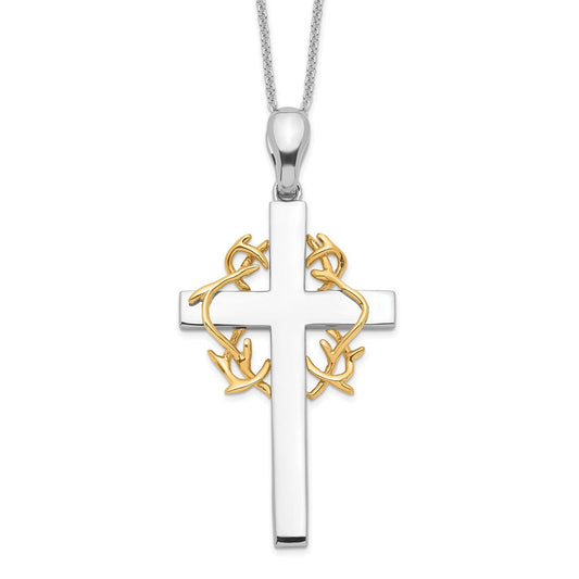 Sentimental Expressions Sterling Silver Gold-plated No Greater Love Cross 18in Necklace QSX114
