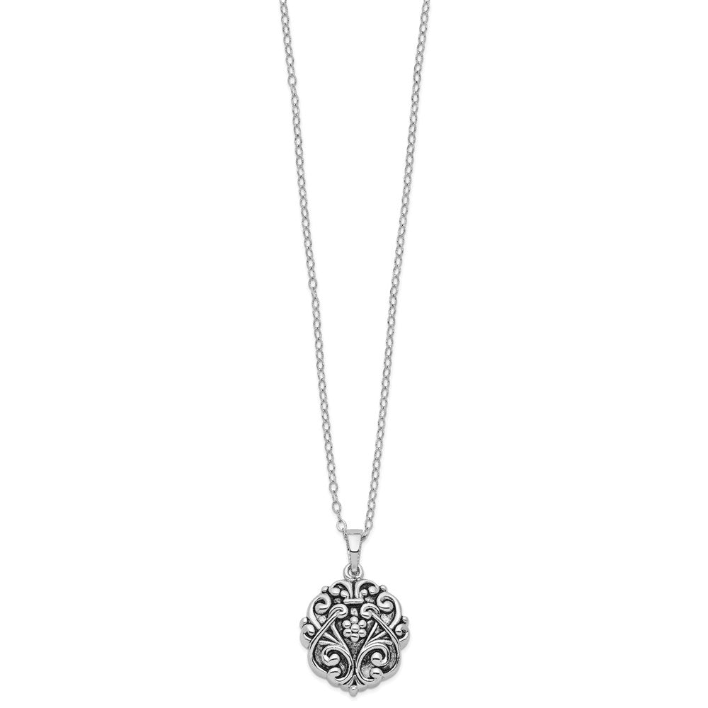 Sentimental Expressions Sterling Silver Rhodium-plated Antiqued Circle Remembrance Ash Holder 18 Inch Necklace QSX175