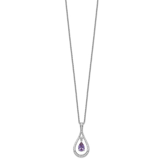 Sentimental Expressions Sterling Silver Rhodium-plated June CZ Stone Never Forget Tear 18in Birthstone Necklace QSX185