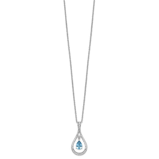 Sentimental Expressions Sterling Silver Rhodium-plated Dec. CZ Stone Never Forget Tear 18 Inch Birthstone Necklace QSX191