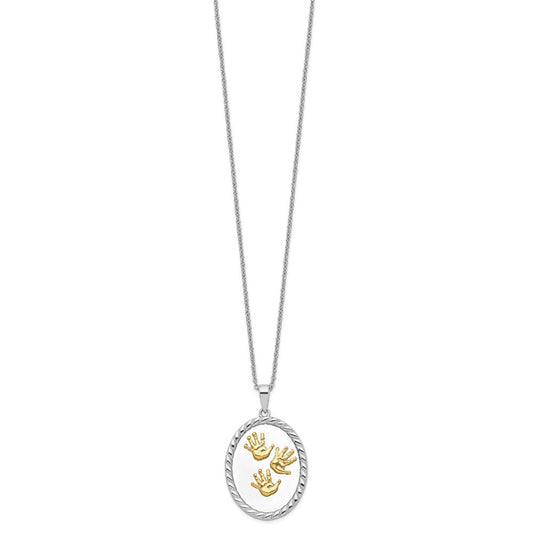 Sentimental Expressions Sterling Silver Gold-plated Hand Prints 18in Necklace QSX230