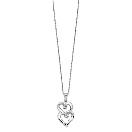 Sentimental Expressions Sterling Silver Rhodium-plated CZ To My Sister 18in Heart Necklace QSX234