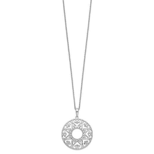 Sentimental Expressions Sterling Silver Rhodium-plated Polished Family Heart Strings 18in Necklace QSX238