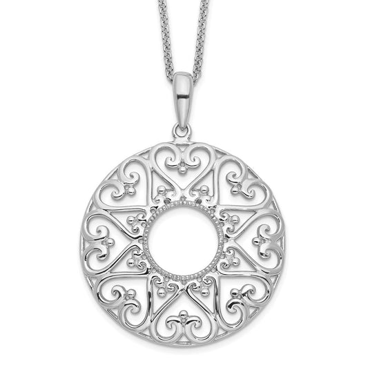 Sentimental Expressions Sterling Silver Rhodium-plated Polished Family Heart Strings 18in Necklace QSX238