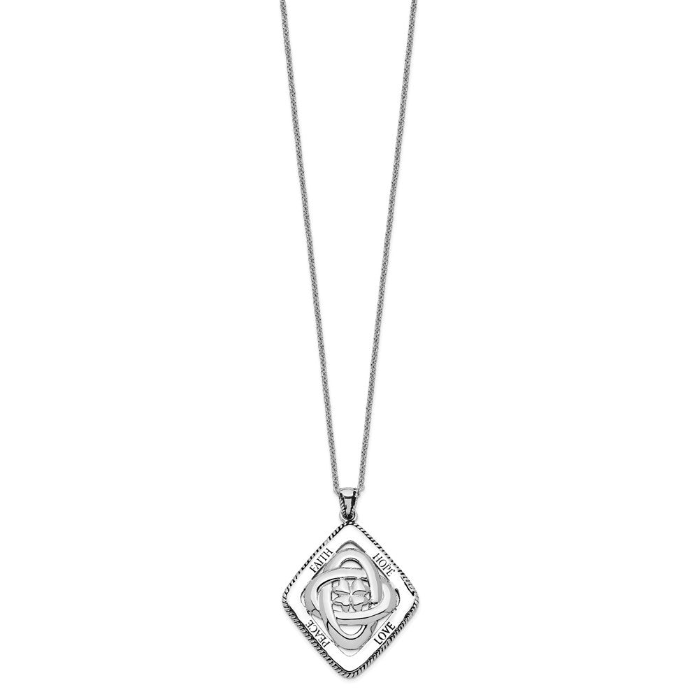 Sentimental Expressions Sterling Silver Rhodium-plated Antiqued Family Blessings 18in Necklace QSX242
