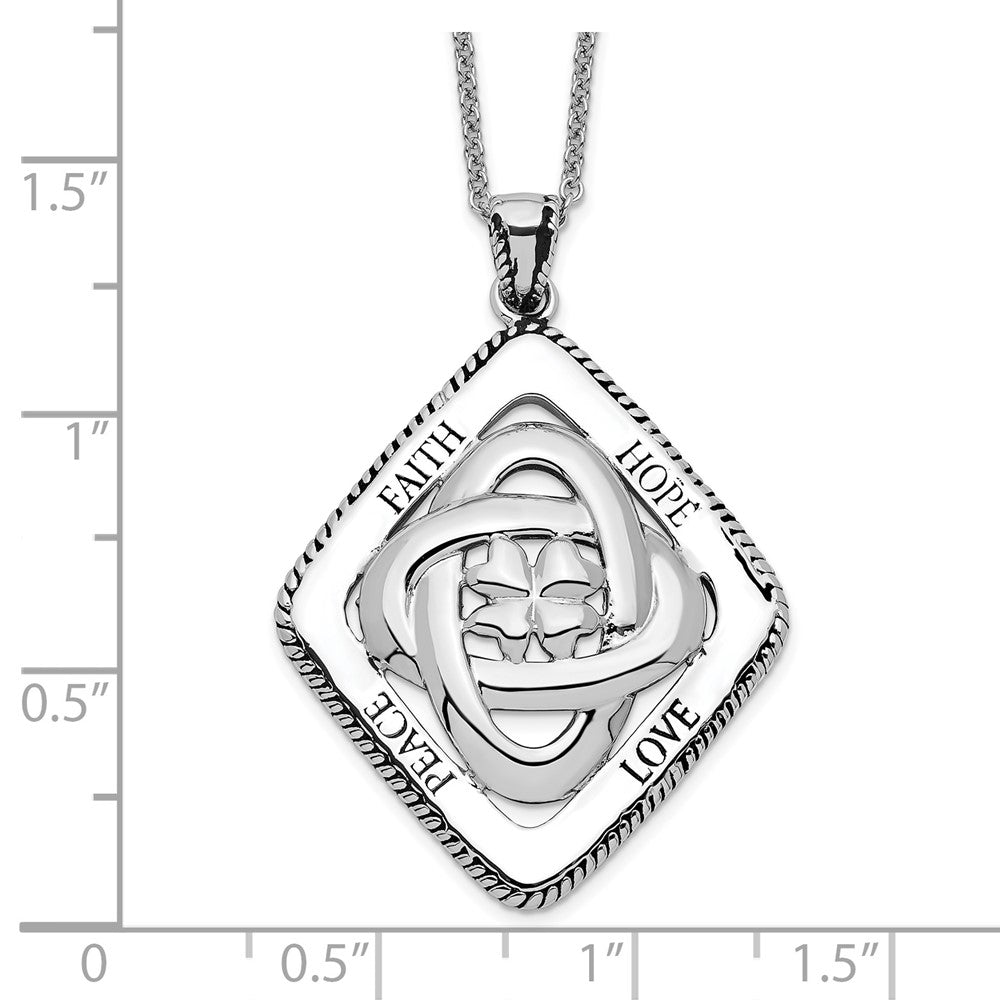 Sentimental Expressions Sterling Silver Rhodium-plated Antiqued Family Blessings 18in Necklace QSX242