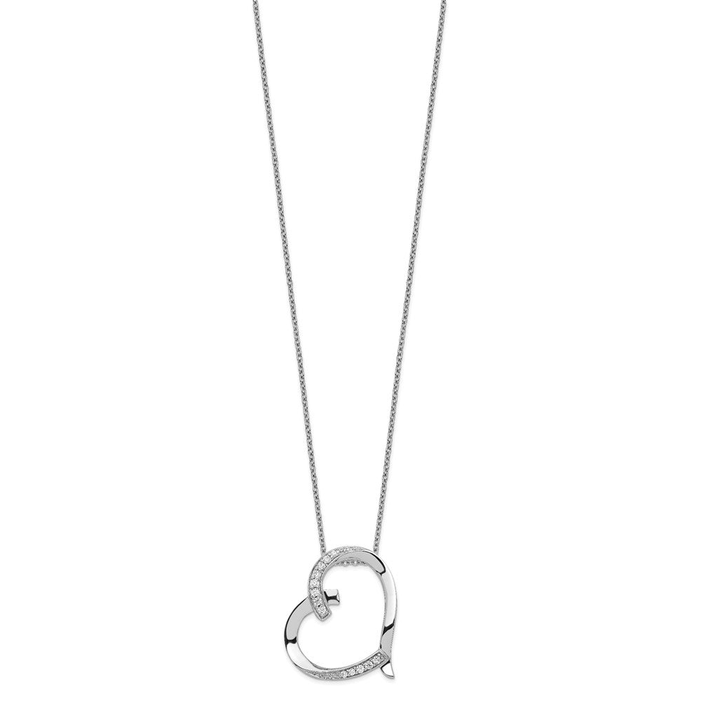 Sentimental Expressions Sterling Silver Rhodium-plated Antiqued CZ Love You Mom 18in Necklace QSX285