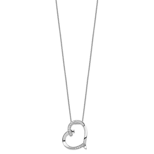 Sentimental Expressions Sterling Silver Rhodium-plated Antiqued CZ Love You Mom 18in Necklace QSX285