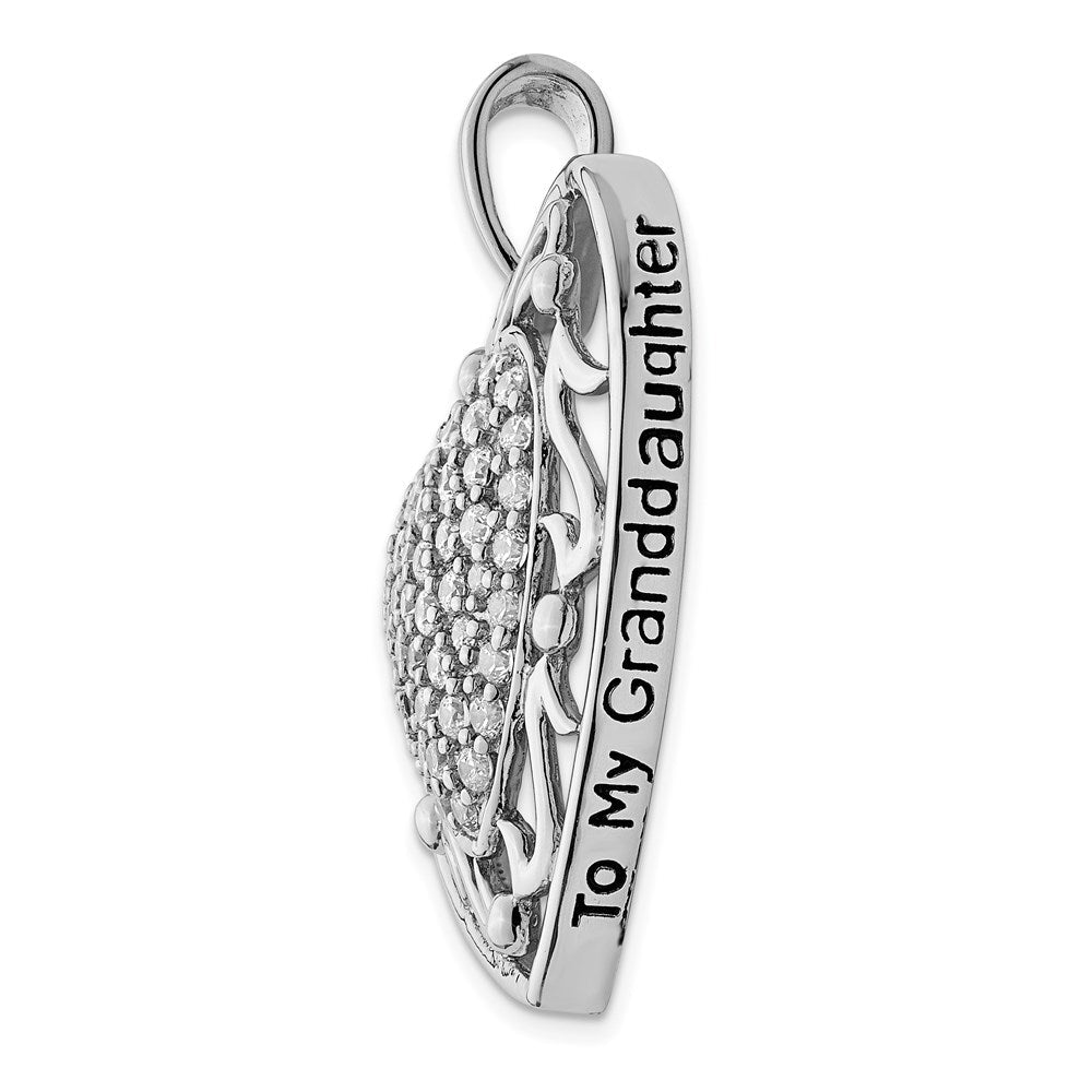 Sentimental Expressions Sterling Silver Rhodium-plated Antiqued CZ To My Granddaughter 18in Heart Necklace QSX436