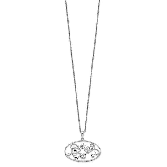Sentimental Expressions Sterling Silver Rhodium-plated Antiqued I Believe In You 18in Star Necklace QSX522